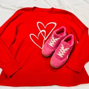 Time and Tru Women's Long Sleeve Hearts Sweater Size XL